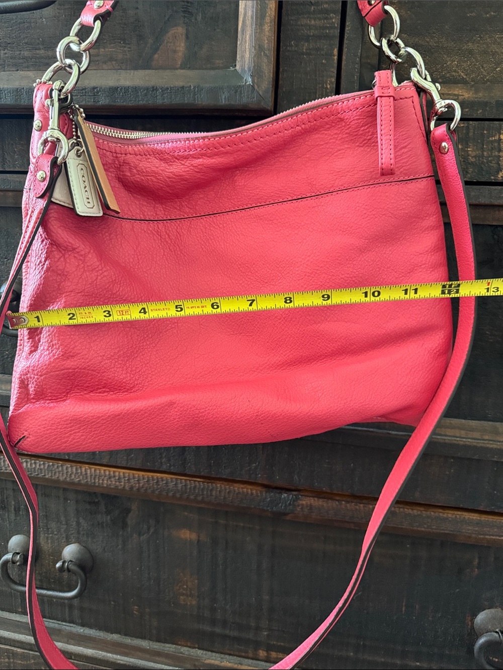 Coach Pink Leather Shoulder Bag with Dual Straps - Picture 9 of 9